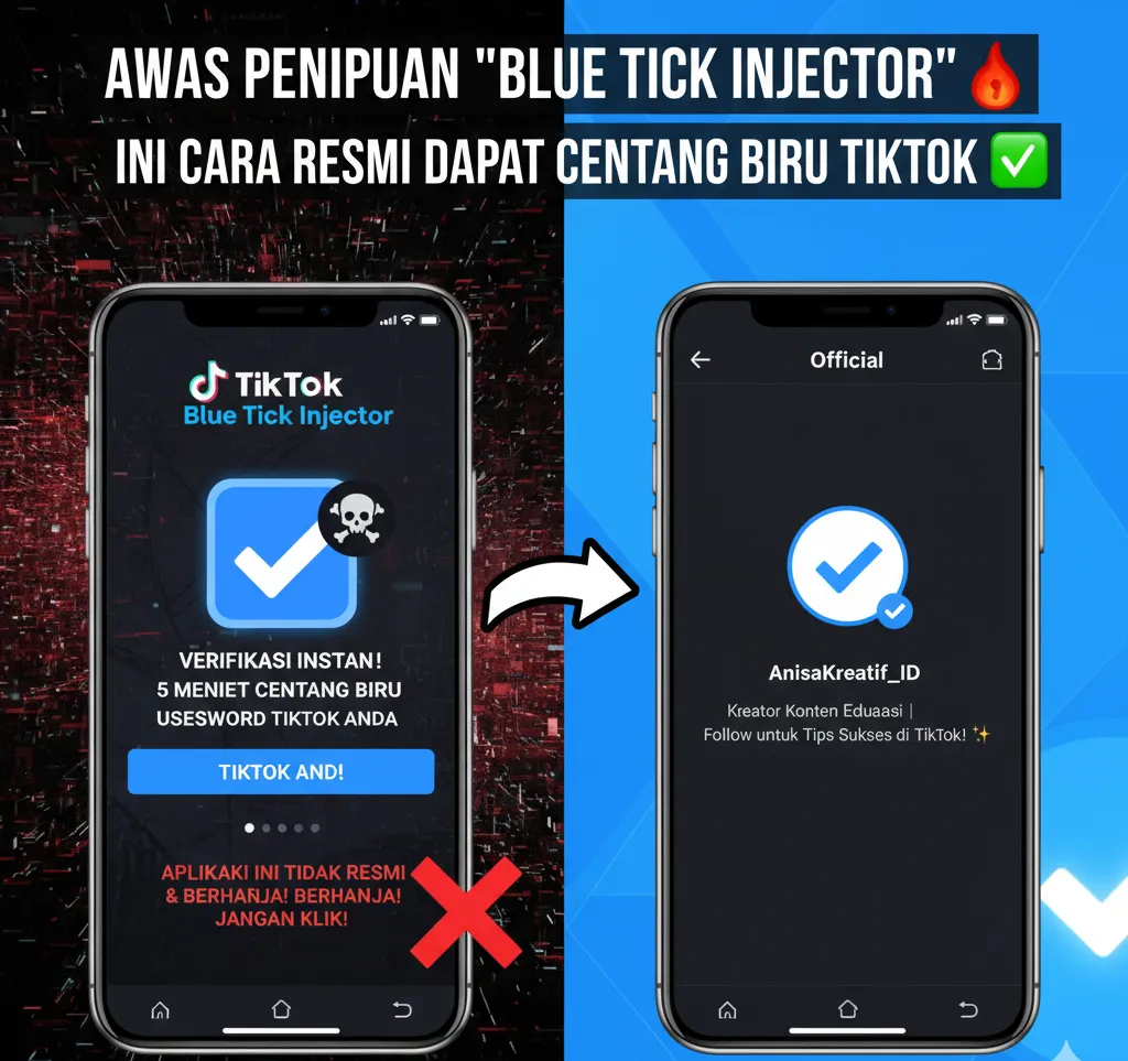 🚨 Hati-Hati! Benarkah Ada Aplikasi “TikTok Blue Tick Injector”? Panduan Resmi Mendapatkan Centang Biru TikTok untuk Kreator Indonesia